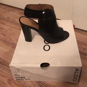 Black Aldo peep toe heeled  booties